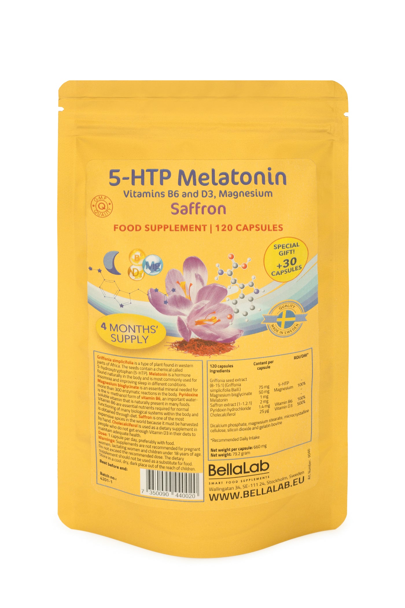 Melatoninas+5HTP+D3+B6+Magnis