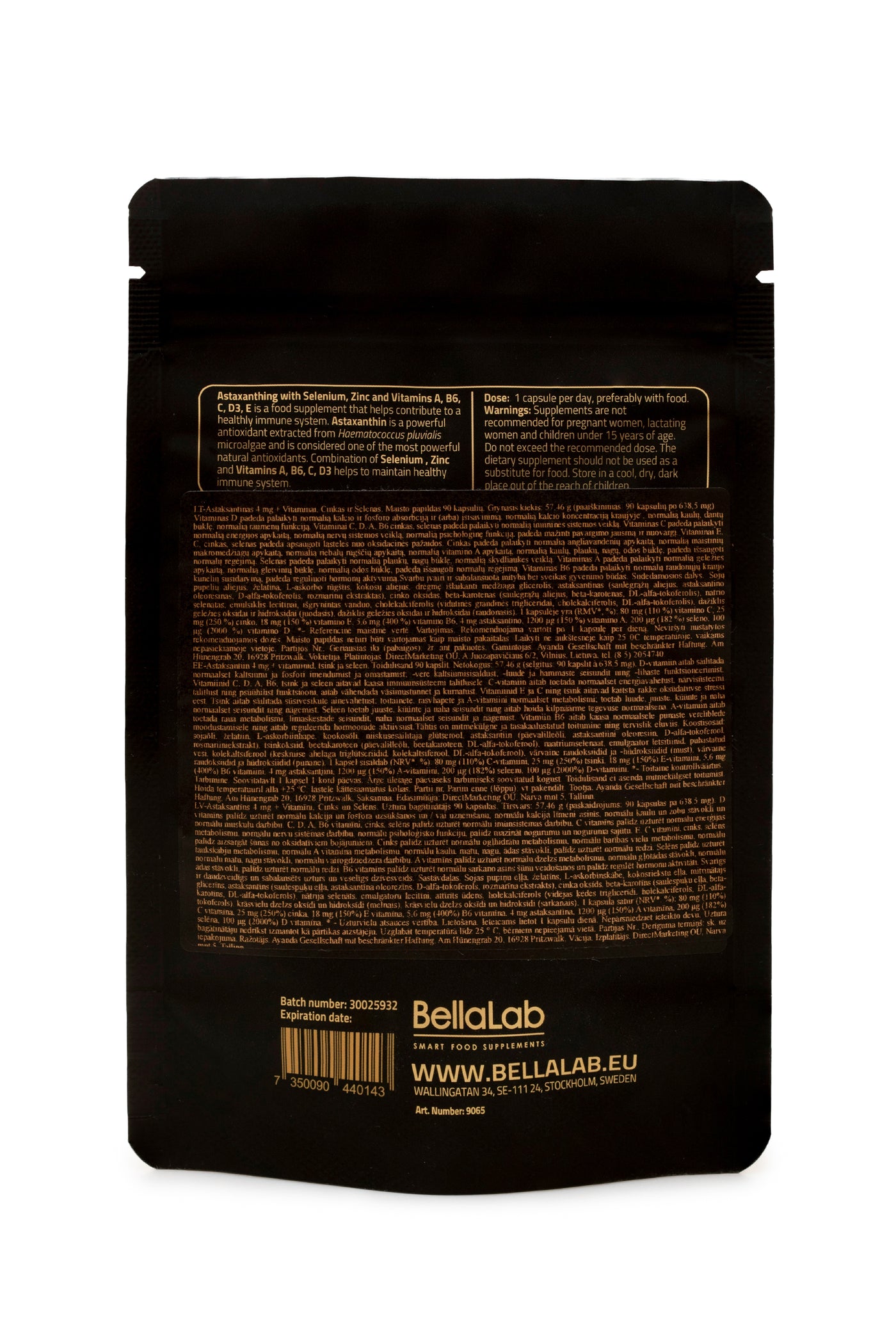 Astaksantinas 4 mg su Selenu, Cinku bei Vitaminais A, B6, C, D3, E