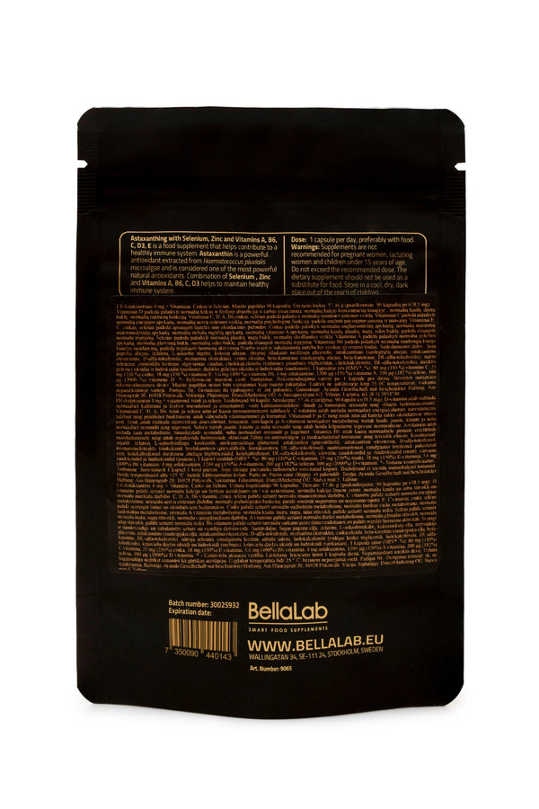 Astaksantinas 4 mg su Selenu, Cinku bei Vitaminais A, B6, C, D3, E