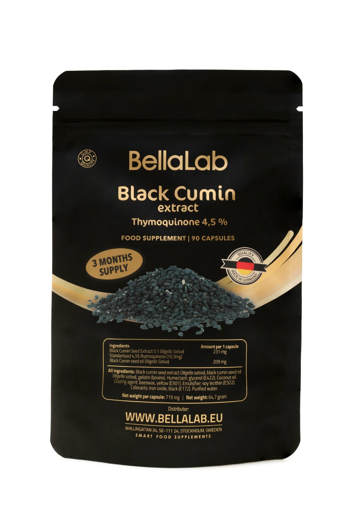 BellaLab Black Cumin Thymoquinone BCE, 90 kapsulių