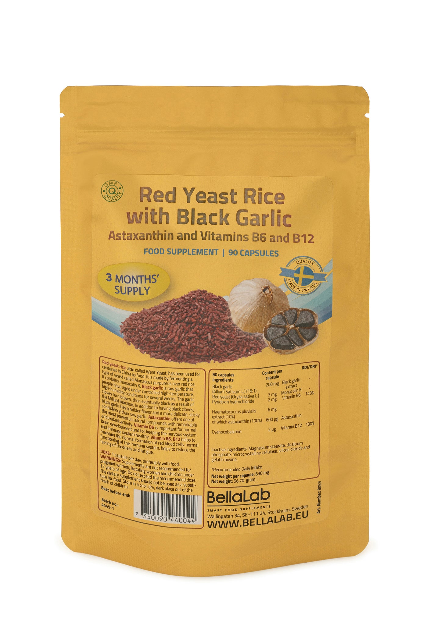 Raudonieji mielių ryžiai su juoduoju česnaku, astaksantinu bei vitaminais B6, B12