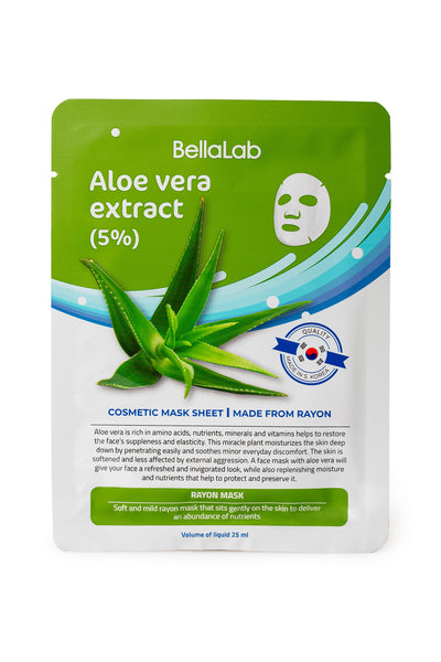 Aloe Vera (Alijošiaus) ekstrakto (5%) veido kaukių rinkinys 20 vnt.